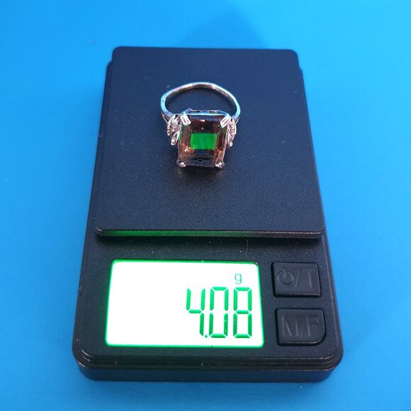 One-of-a-Kind Vintage Art Deco Smoky Quartz 925 Sterling Silver Cocktail Ring - Picture 12 of 15